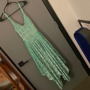 Blackmilk x Animal Crossing Burned Velvet Green Leaf Handkerchief dress